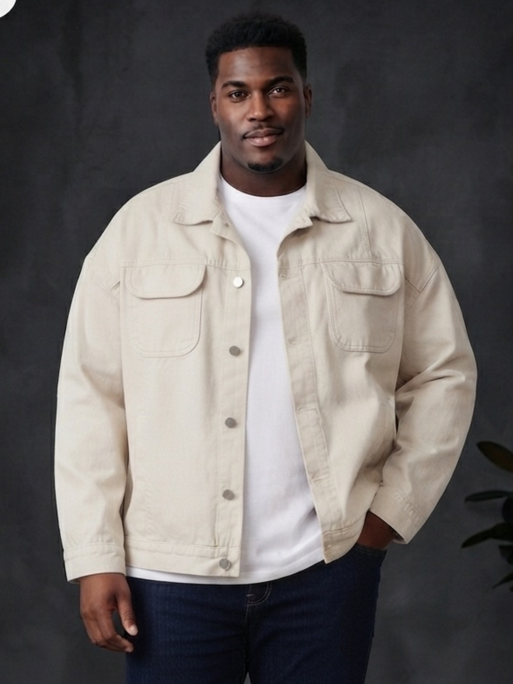 C&A 🧔🏻‍♂️| Men's Cream Utility Denim Jacket | XXL